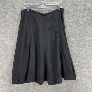 Apostrophe Skirt Women 12 Black A-Line Midi Zipper Lined Mid Rise Casual Solid